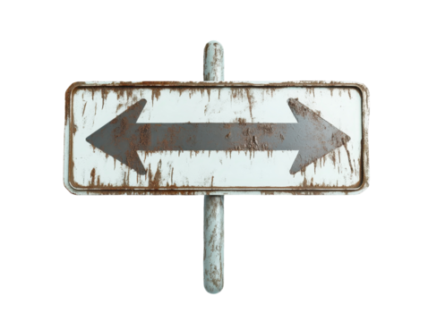 A sign with two arrows pointing in opposite directions. transparent background