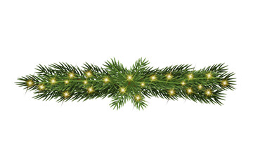 Christmas Tree Branch Decoration Isolated On Transparent Background.