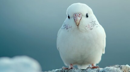 A small white bird perched calmly on a rock near the water at sunset