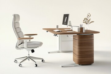 Modern White Desk with Ergonomic Chair and Minimalist Decor - Home Office Inspiration