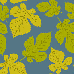 yellow leaves on blue background