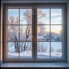 Winter View Through Insulated Windows for Energy Efficiency and Comfort