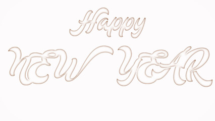 Happy NEW YEAR with plastic style text effect on white background
