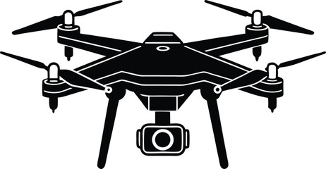 Drone silhouette vector, drone camera icon black silhouette