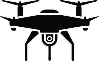 Drone silhouette vector, drone camera icon black silhouette