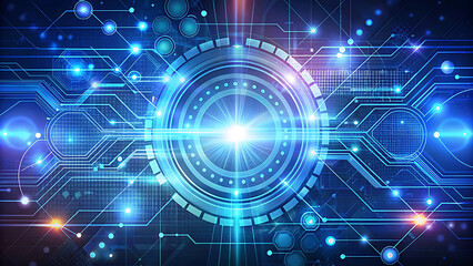 Obraz premium Modern Technology Abstract Background with Futuristic Digital Data Elements, Circuit Connections, and Innovative Graphics for Presentations, Web Design, Branding, and High-Tech Content Creation