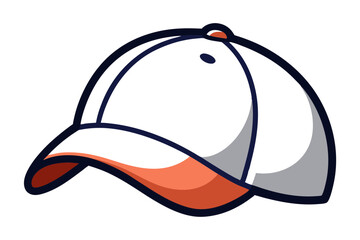 Cartoon White Baseball Cap Illustration for Sports and Fashion Projects