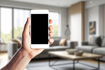 cell phone with blank screen mockup.