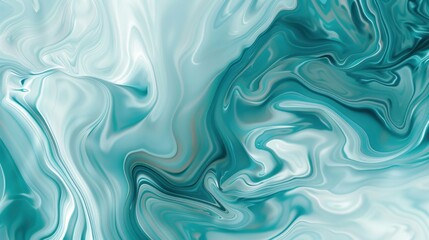 Teal and White Abstract Swirl: Fluid art painting in calming shades of teal and white, creating a mesmerizing marble effect. Perfect for backgrounds, design projects, and more. 