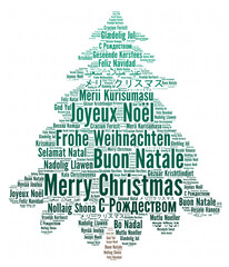 Merry Christmas in different languages word cloud	