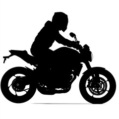 Fototapeta premium Motorcyclist Silhouette, Illustration Isolated On White Background