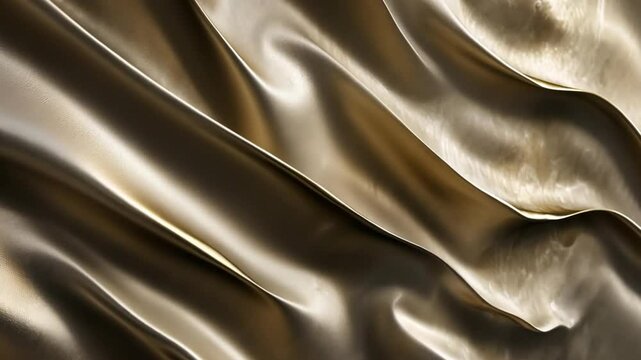 Close-up of an abstract wave in gold color, featuring a flat surface, shiny and glossy details, reflective with soft edges in the style of photobashing abstraction.