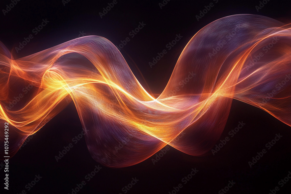 Aufkleber abstract wave patterns in vibrant colors on a dark background