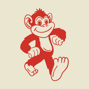 retro monkey cartoon character illustration