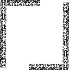 Ornamental Floral Design A classic black and white floral design element featuring elegant, curved leaves and intricate detailing. Perfect for use in decorative borders, logos