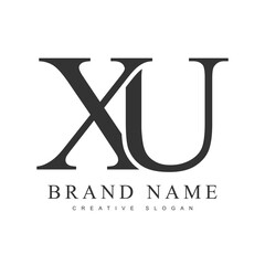 XU trendy logotype template. Initial letter x and u classic font style. Creative logo for company name or identity.