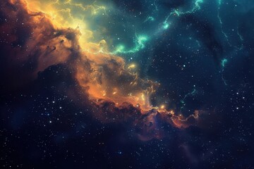 Obraz premium Glowing Nebula and Glimmering Stars in the Cosmos