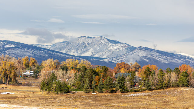 Fall Colors and Fresh Winter Snow in Boulder County, Colorado
