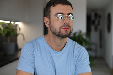Man using modern bionic eyes 