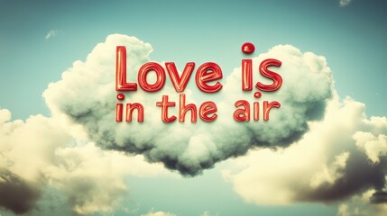 Love is in the Air: Whimsical Cloud Sky with Romantic Message