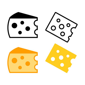 Cheese vector icon on white background. Cheese set.    