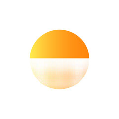 Orange retro sun sunset logo. Old vintage sun circle sunrise design.