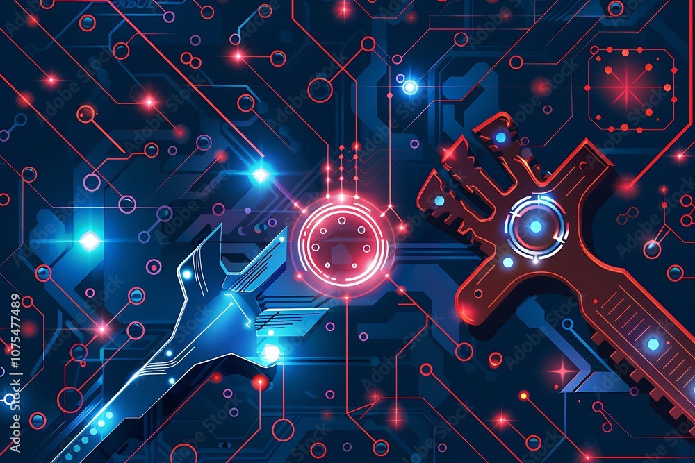Aufkleber Abstract technology background with circuit board and glowing lights