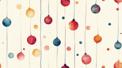 Watercolor Christmas Ornaments and Dots Pattern