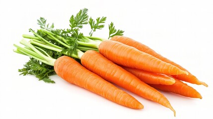 Fresh Bunch of Vibrant Carrots Isolated on White Background Perfect for Culinary, Health, and Nutrition Themes