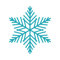 Beautiful snowflake, detailed hand drawn flat vector illustration. Graphic outline doodle drawing. Christmas and New Year symbol. Unique snowflake silhouette icon for frosty winter designs and decor