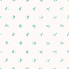 Winter seamless pattern with  snowflakes, mint color. Perfect for holiday wrapping paper and textiles