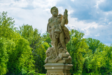 Sculptures in the gardens of Wilanow Palace. Historical Monuments. Warsaw