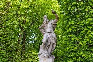 Sculptures in the gardens of Wilanow Palace. Historical Monuments. Warsaw