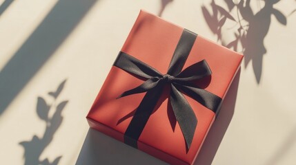 gift box with ribbon in centre  of the surface