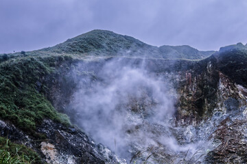 Naklejka premium Taipei's Yangmingshan National Park's Xiaoyouken Scenic Area During Overcast Day