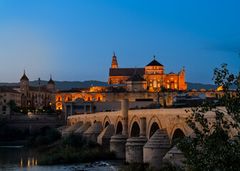 Panorama of Cordoba at night, Spain