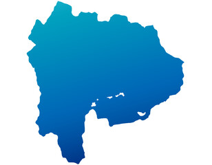 山梨県　地図　青　グラデーション　イラスト