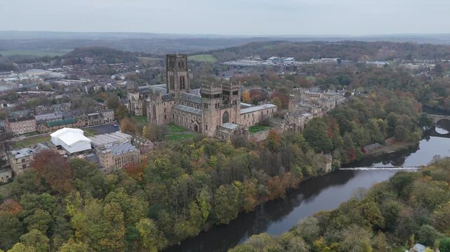 Durham's historic cathedral and river views during autumn's vibrant transition