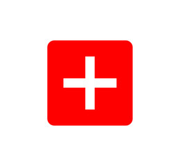swiss flag button or first aid icon