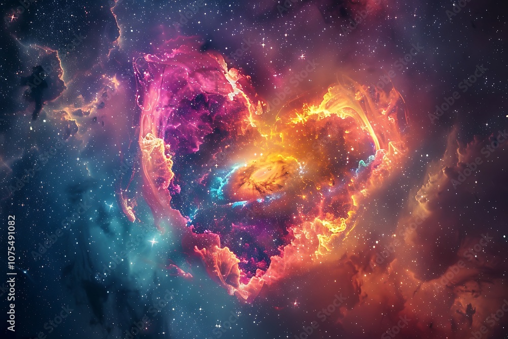 Aufkleber abstract space background with heart shape