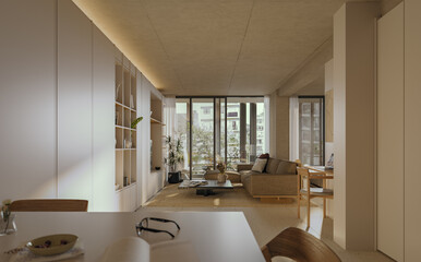 modern kitchen interior with kitchen