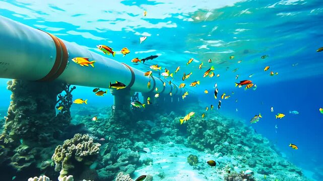 network of underwater pipelines in the ocean, facilitating global communication and transportation of resources like gas