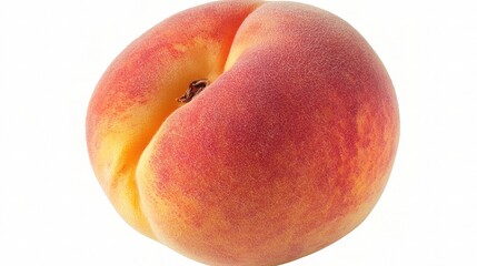 Fototapeta premium Fresh and Juicy Ripe Peach Isolated on a White Background Symbolizing Summer Fruits and Healthy Eating for Stock Photo and Culinary Inspiration