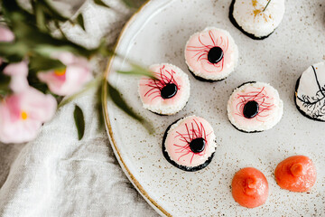 traditional rice cakes with New Year decorations