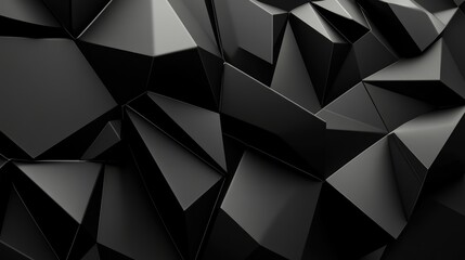 Obraz premium Abstract black background with shiny matte polygonal shapes