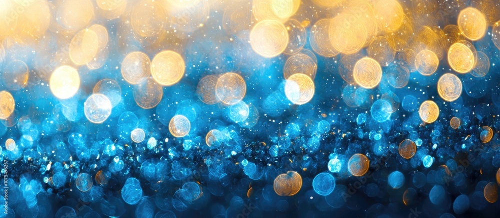 Poster blue gradient blurred background with bokeh