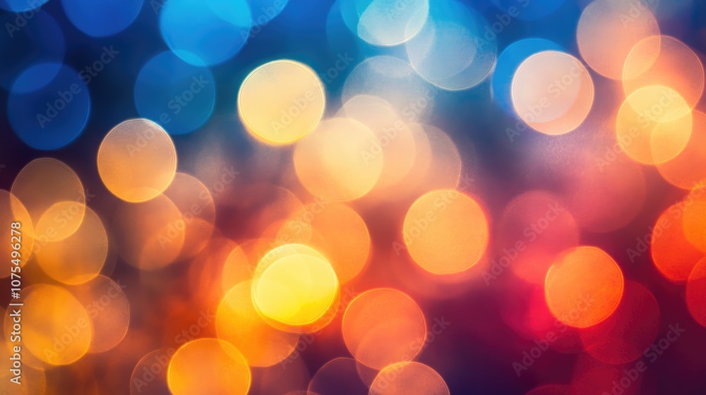 Poster vibrant circular bokeh lights blend in soft focus forming an abstract background rich in shades of o