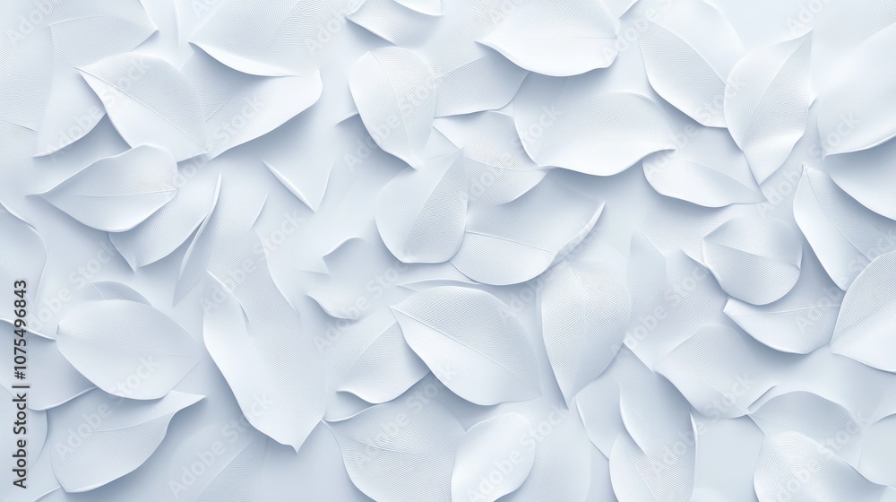 Poster geometric white leaf patterned 3d tile texture for background banner in panoramic view