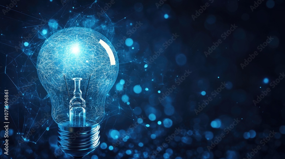 Poster innovation concept illustrated with an indigo theme ideal for use as an image backdrop or visual rep