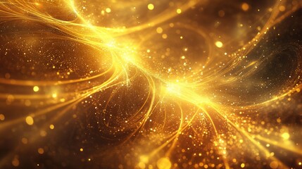 Fototapeta premium Abstract golden fractal burst background featuring shimmering particles
